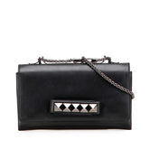 ヴァレンティノ ロックスタッズ チェーン ショルダーバッグ ハンドバッグ ブラック レザー レディース VALENTINO 【中古】